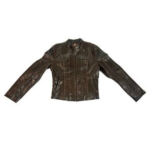 Vintage Wilsons Brown Leather Motorcycle Jacket, Size M